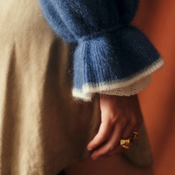 Sezane Mathieu Jumper - Sézane X Baziszt Jacquard With Blue Background - Size S - Picture 3 of 4